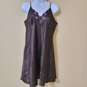 Vintage‎ Adonna Womens Brown Slip Dress Lingerie Nightwear L/G Y2K Babydoll Sexy